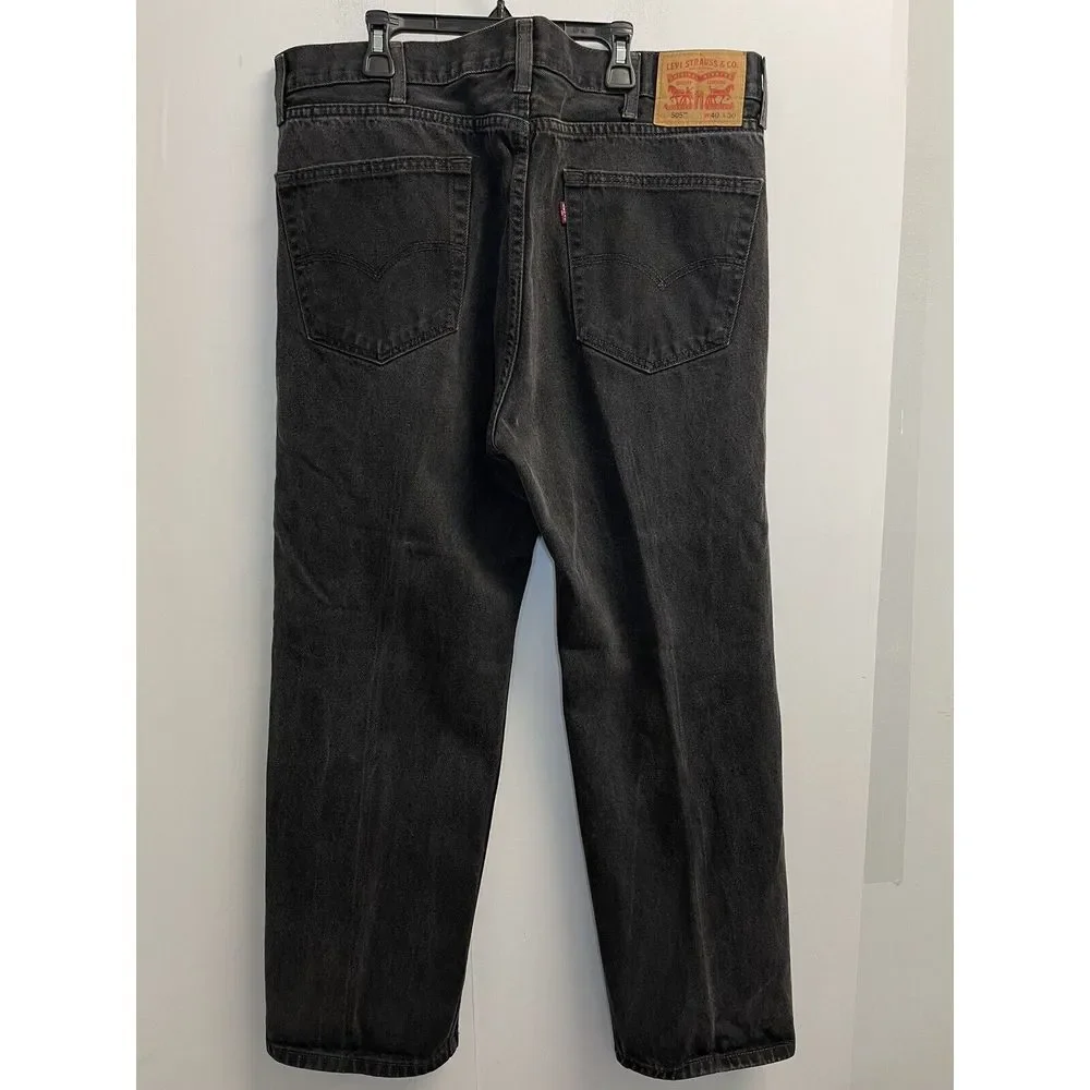 LEVIS 505 Men's 40X30 Regular Fit Black Denim Jeans‎